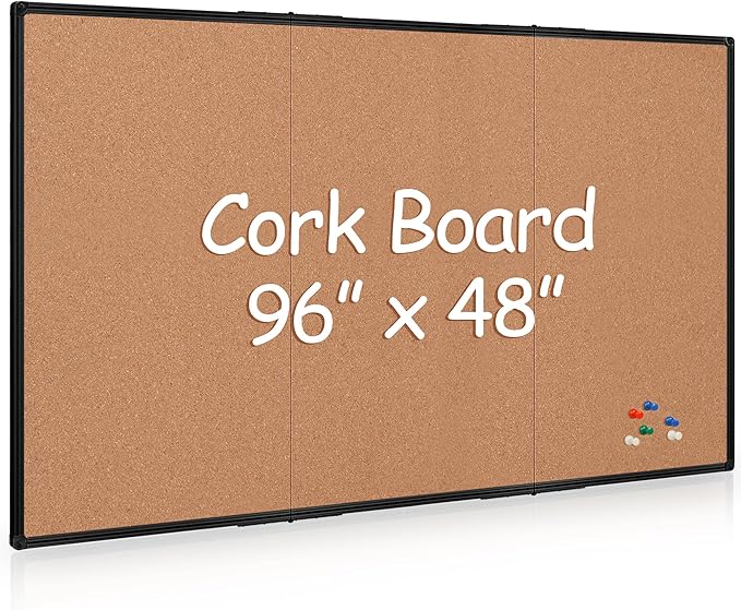 Extra Large Cork Bulletin Board 96" X 48", Foldable Notice Pin Board by Justdowhatyouwanttodo
