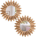 Honiway Boho Wall Decor Mirror 2 Pack Rustic Wood Mirror 12 inch Boho Mirror by Honiway