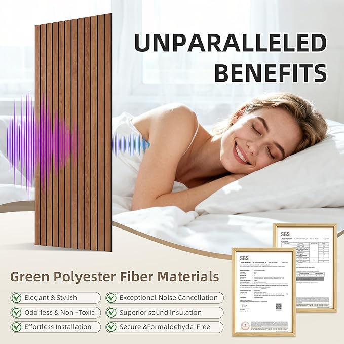 TO-TH Wood-Look Acoustic Panel, 4 Pack 47.2” x 23.6” Soundproof Wall Panels - Image 3