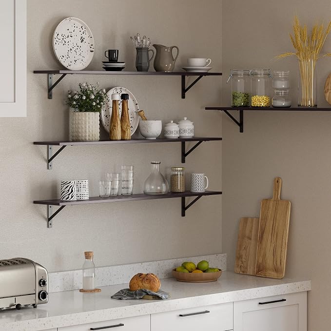 DINZI LVJ Long Wall Shelves, 55.1Inch Wall Mounted Shelves Set of 2, Extra - Image 5