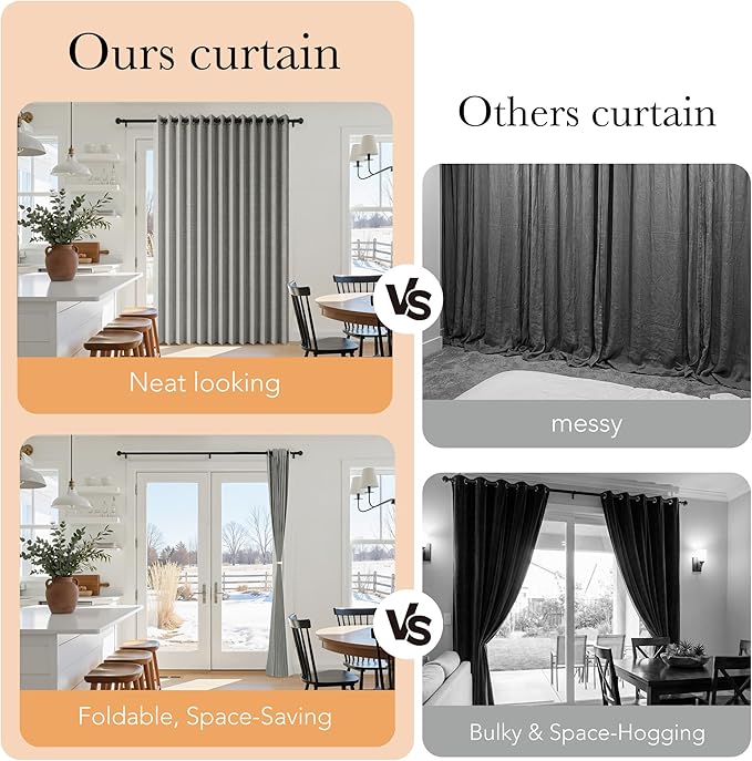 RYB HOME Accordion Style Room Divider Curtain-100% Blackout Folding Accordion - Image 6