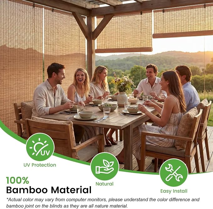 Bamboo Blinds, Custom Sizes Roller Shades - Image 4