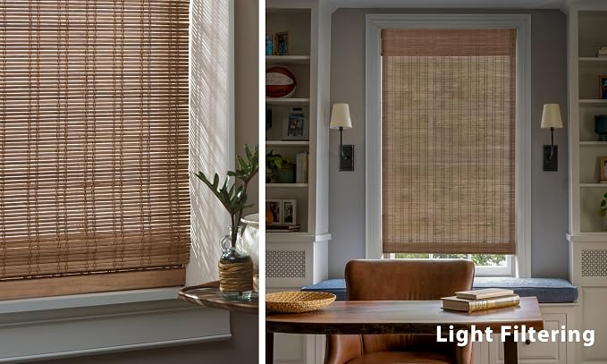 LazBlinds No Tools No Drill Cordless Bamboo Roman Shades, Custom Light - Image 5