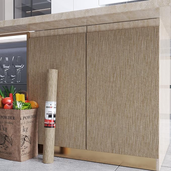Decotalk Peel and Stick Grasscloth Wallpaper 200"x17.7" Brown Grasscloth - Image 2