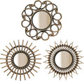 Retro Gold Mirrors for Wall Pack of 3. Round Mirrors. Decorative Mirrors.Small by MCCxxii