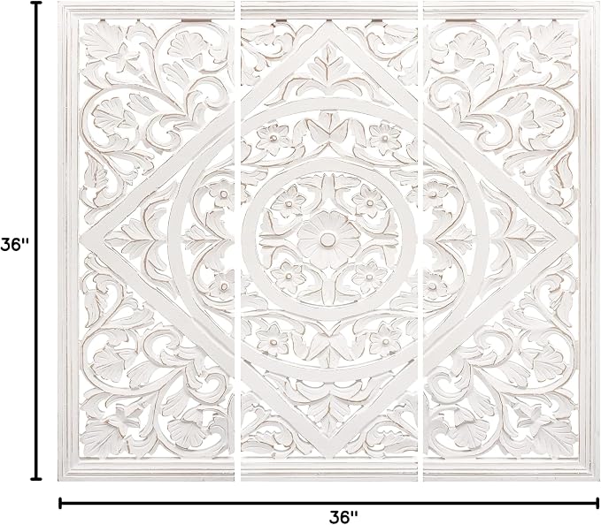 Handmade Carved Wooden Wall Hanging Plaques Set of 3 - Image 8