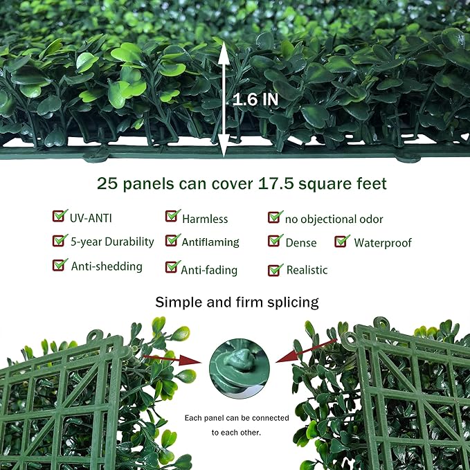 ODTORY Artificial Grass Wall Panel Backdrop, 10 X 10 in 25P UV-Anti Greenery - Image 3