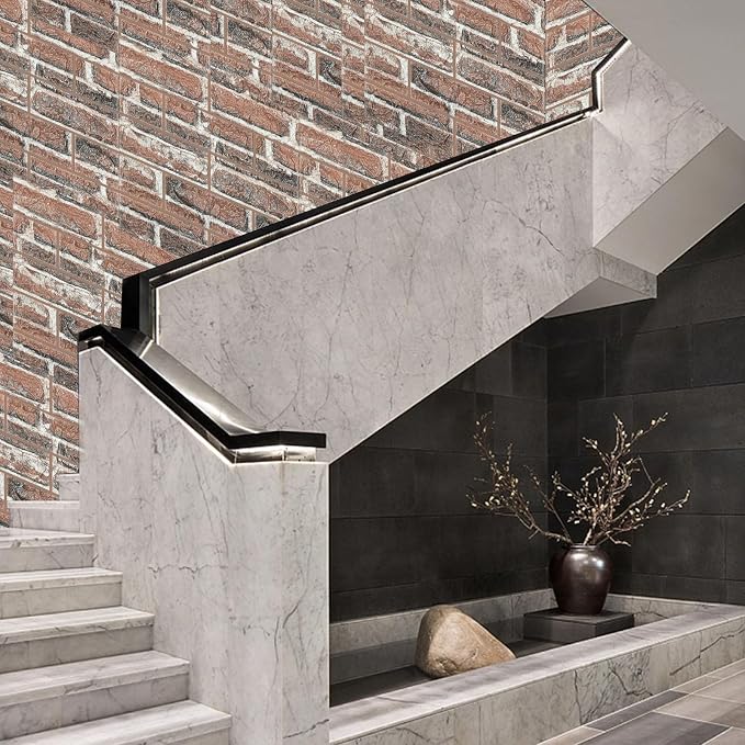3D Wall Panels Peel and Stick in Red White Stone, Faux Brick Wall Panels - Image 8