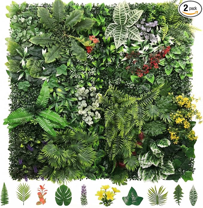 Artificial Grass Wall Panels, UV-Anti Fake Greenery Plant Boxwood Panels by Unknown