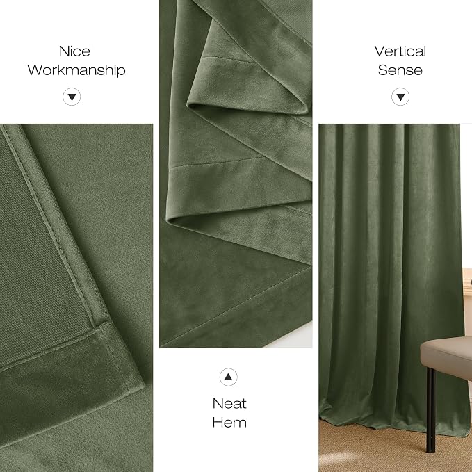 NICETOWN Sage Green Blackout Curtains 72 inches Long 2 Panels, Farmhouse and - Image 6