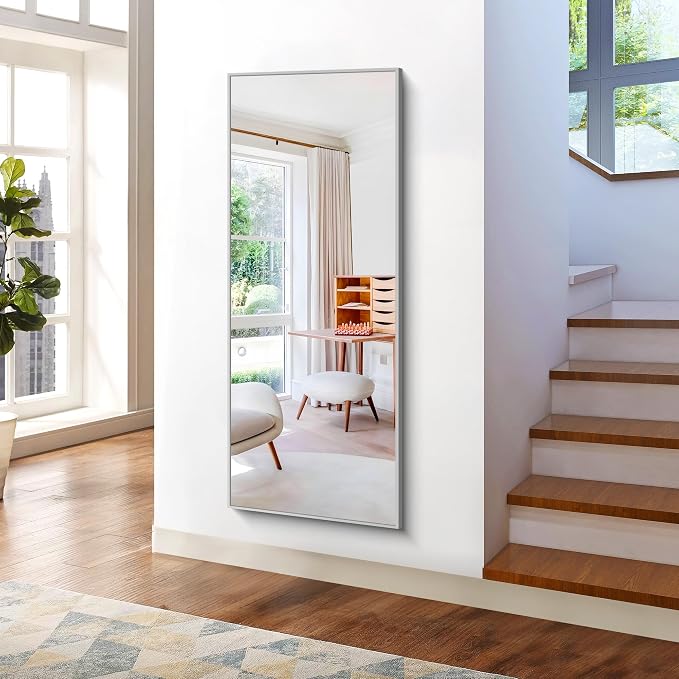 KOCUUY Large Silver Mirror, HD Tempered Glass, Anti-Rust Frame, Modern Design - Image 8