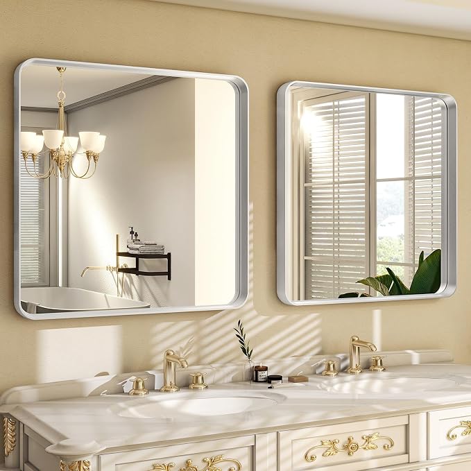 30"x 30" Silver Bathroom Mirror - Image 2