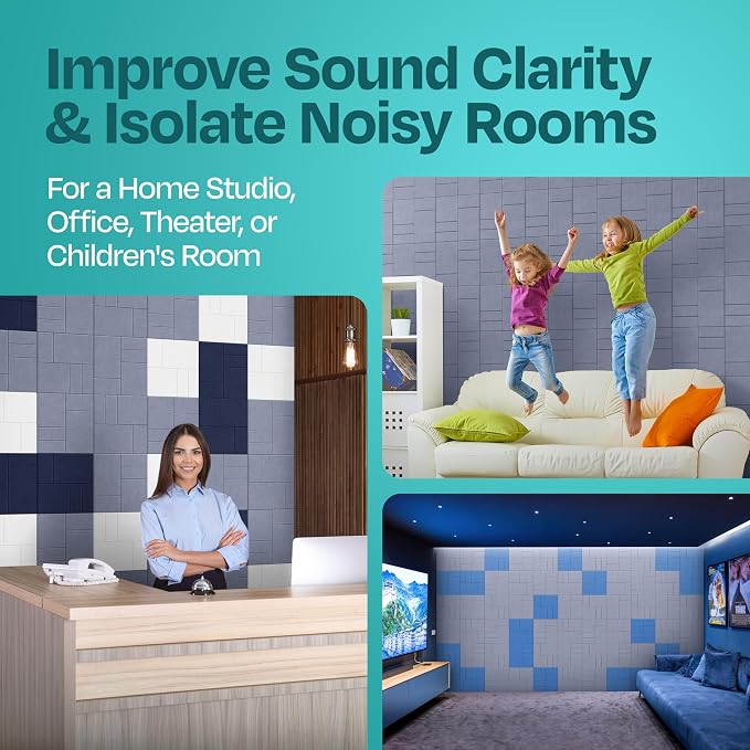 Acoustic Panels 12-Pack Soundproof Wall Panels 12"x12"x0.4" Decorative Sound - Image 7