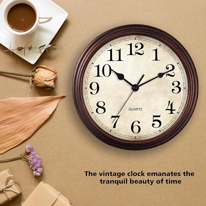 Wall Clock, Bronze Silent Non Ticking Classic Battery Operated Clocks, - Image 5