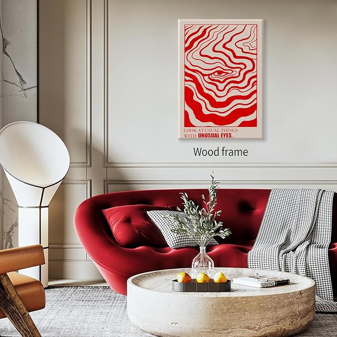 Retro Red Abstract Eye Canvas Wall Art Vintage Hippie Trippy Poster Affirmation - Image 3