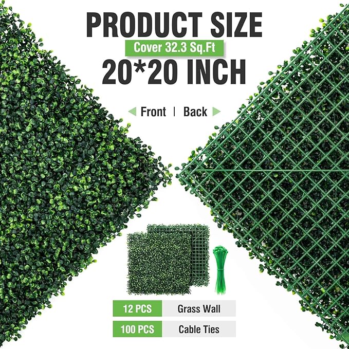 KASZOO 12 Pack 20"x20" Grass Wall Panels - Image 3