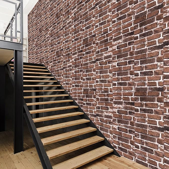20PCS 3D Wall Panels Peel and Stick Foam 3D Brick Wallpaper Peel and Stick Red - Image 4