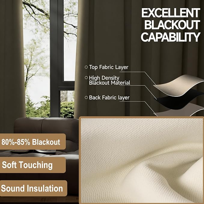 Room Divider Ceiling Curtains W/Flexible Track Sets, inch Extra Long Blackout - Image 3
