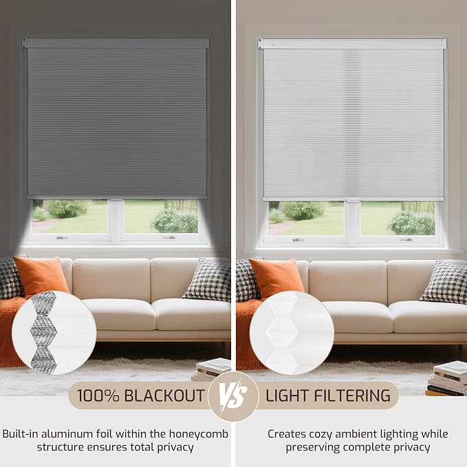 Grandekor No Drill No Tools Cordless Cellular Shades, UV Protection Privacy No - Image 7