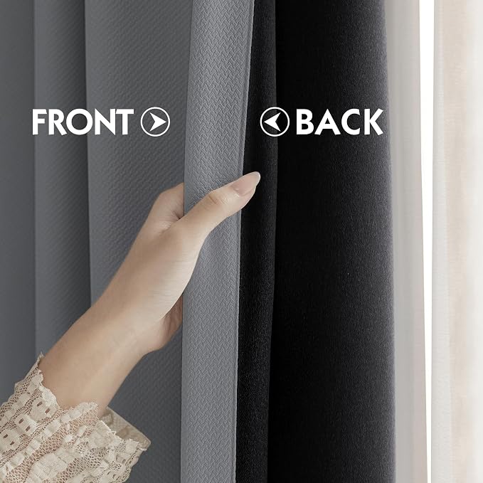 FMFUNCTEX 100% Dark Grey Blackout Curtains - Image 7