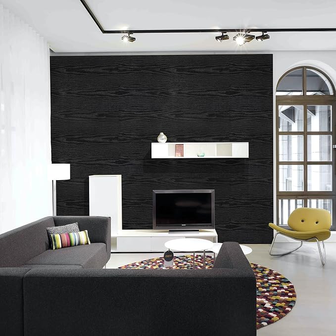 Peel and Stick Wallpaper Black Wood Wall Paper - Image 3