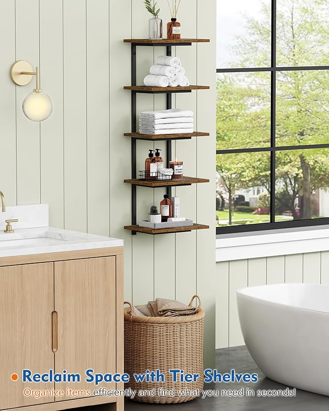 Harwaya 5 Tier Wall Bookshelf Unit - Image 3