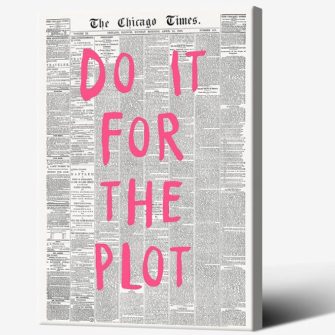 Liyark Retro Black And White Chicago Newspaper Poster Pink Trendy Preppy by Liyark