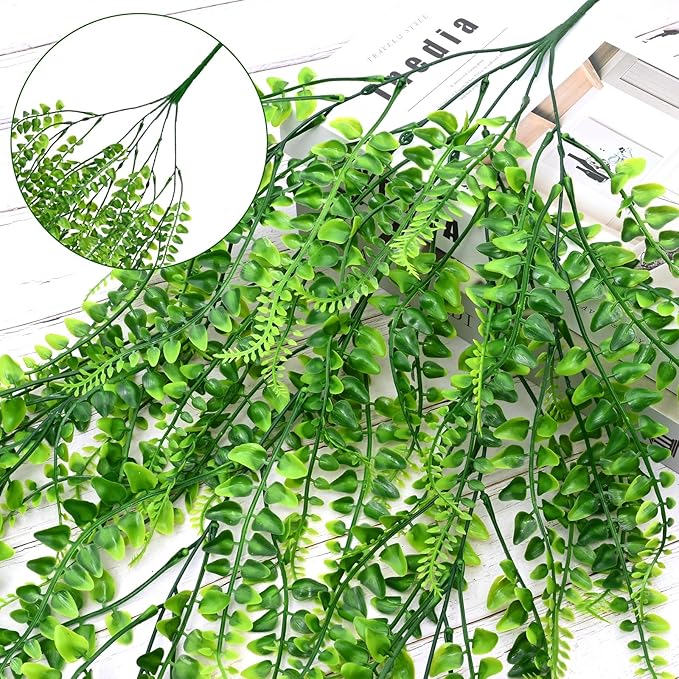 Waipfaru 4Pcs Fake Ferns Fake Hanging Plants Artificial Ferns - Image 3