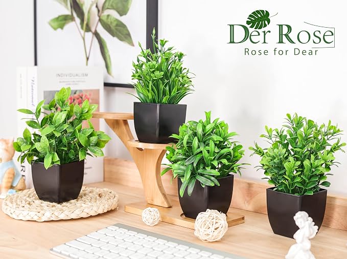 Der Rose 6 Pack Fake Plants Mini Artificial Plants - Image 4