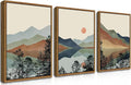 AKWISH Mountain Canvas Wall Art Set of 3, Boho Watercolor Poster Prints by AKWISHWallArt