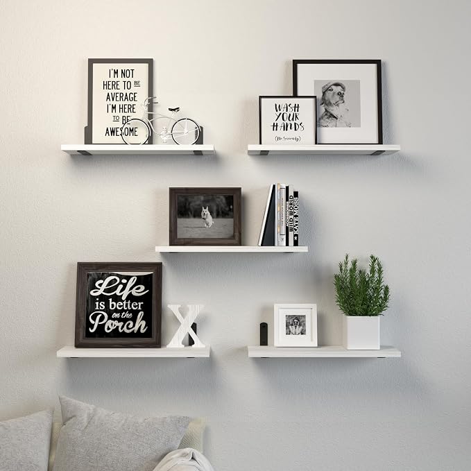 DOLLFIO Floating Shelves, 5 Sets Wall Shelves, Wooden Floating Shelves - Image 6