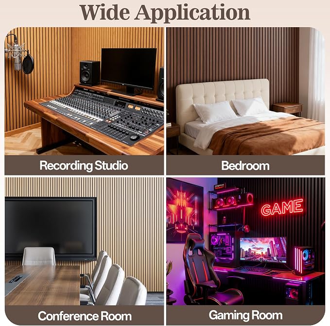 4 Pack Wood Panels for Wall, 94.4" x 12.8" Acoustic Wood Slat Wall Panel for - Image 6