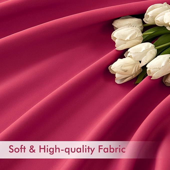 MIULEE Hot Pink Back Tab Blackout Curtains 120 Inch Long 2 Panels Set - Image 6