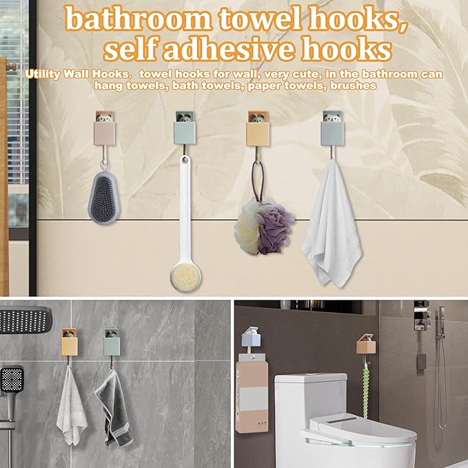 4pcs Cute Self Adhesive Towel Hooks - Image 6