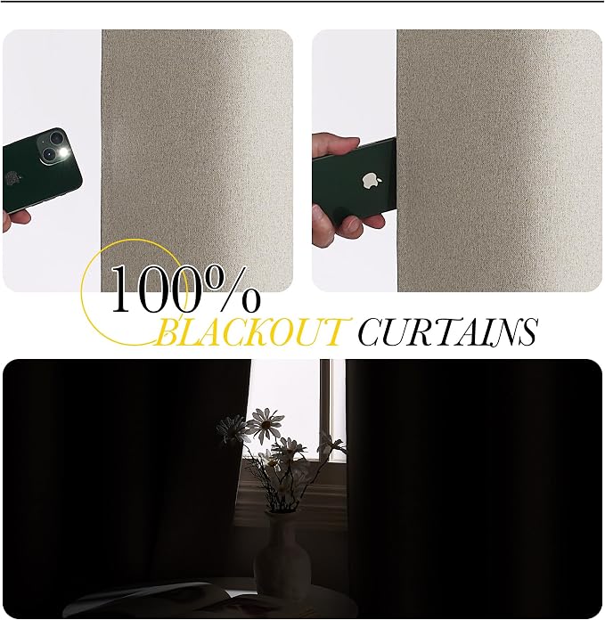 NICETOWN Linen 100% Blackout Insulated Patio Curtain 84" Long Burg, 1 Panel - Image 5