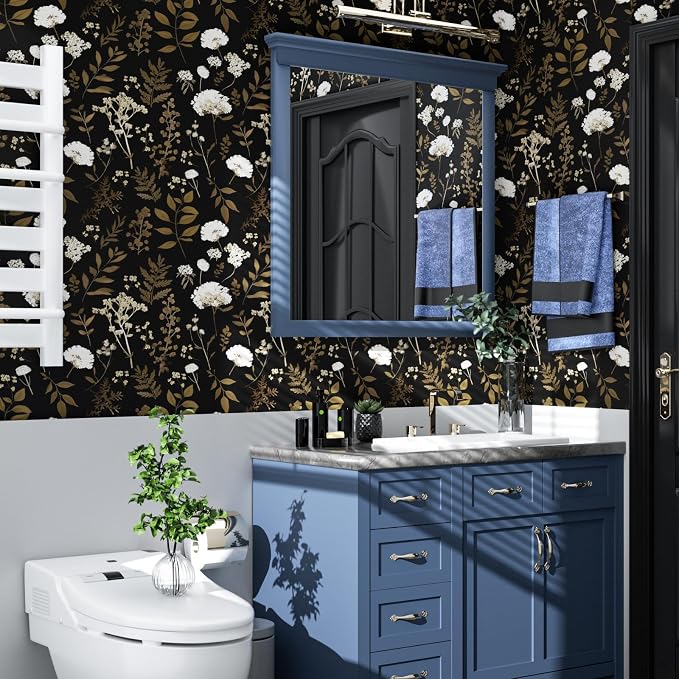 Laatse Dark Floral Wallpaper Peel and Stick Boho Wallpaper 17.5in x 393in - Image 8