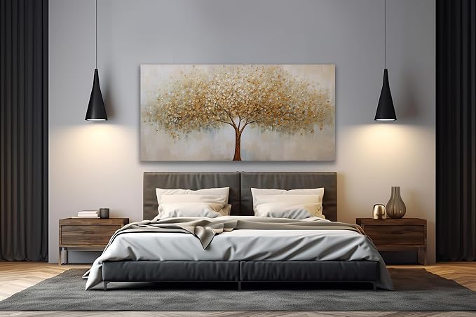VHMING Wall Art Abstract Gold Tree of Life Modern Artwork Canvas Painting - Image 5