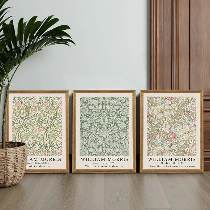 SYWENNOI Wood Framed Wall Art Print, Classic William Morris Floral Print - Image 3