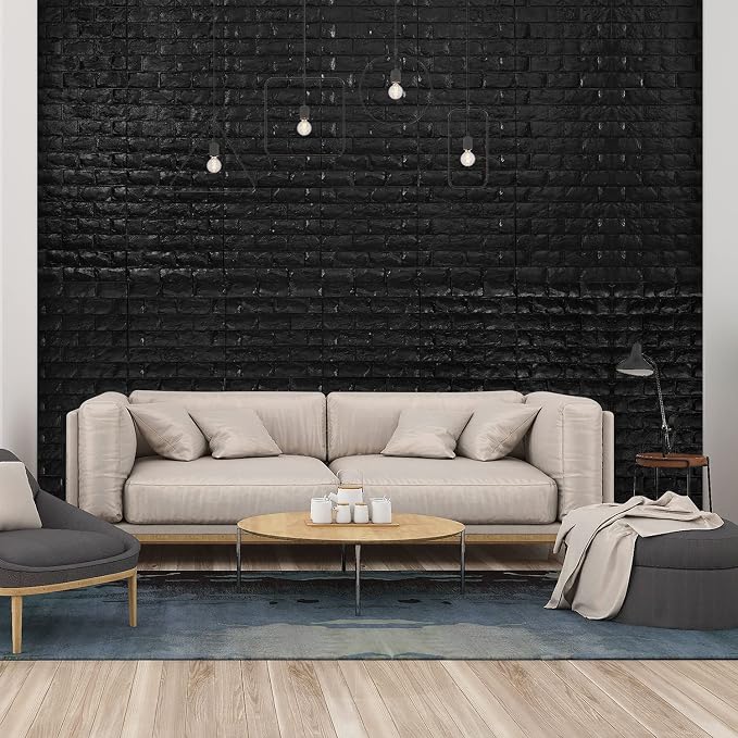 30PCS 3D Wall Panels Peel and Stick Faux Brick Wallpaper Black Self Adhesive - Image 2