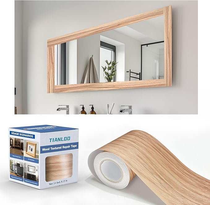 TIANLDD 27 FT Wood Grain Wallpaper Border, Removable Waterproof Mirror Border by TIANLDD