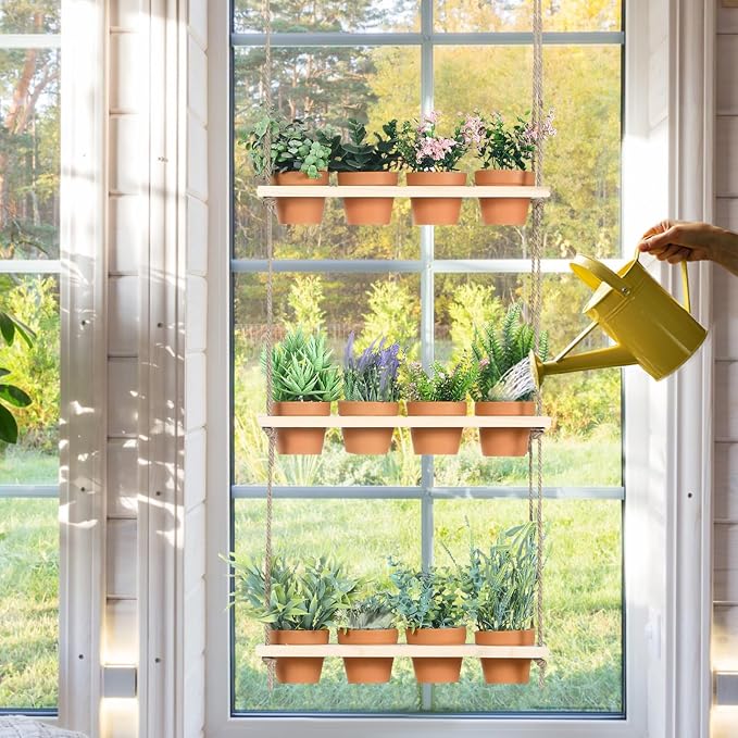 FillTouch 3 Tiered Hanging Herb Planters Hanging Herb Garden Wall - Image 5