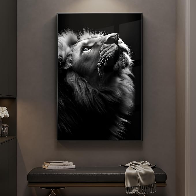 Framed Black and Gray Modern Wall Art, Contemporary Animal Portrait Prints - Image 2