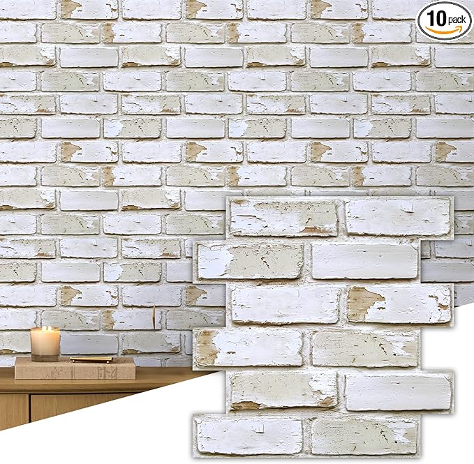 Commomy 10 Pcs 3D Brick Peel and Stick by CommomyDecor