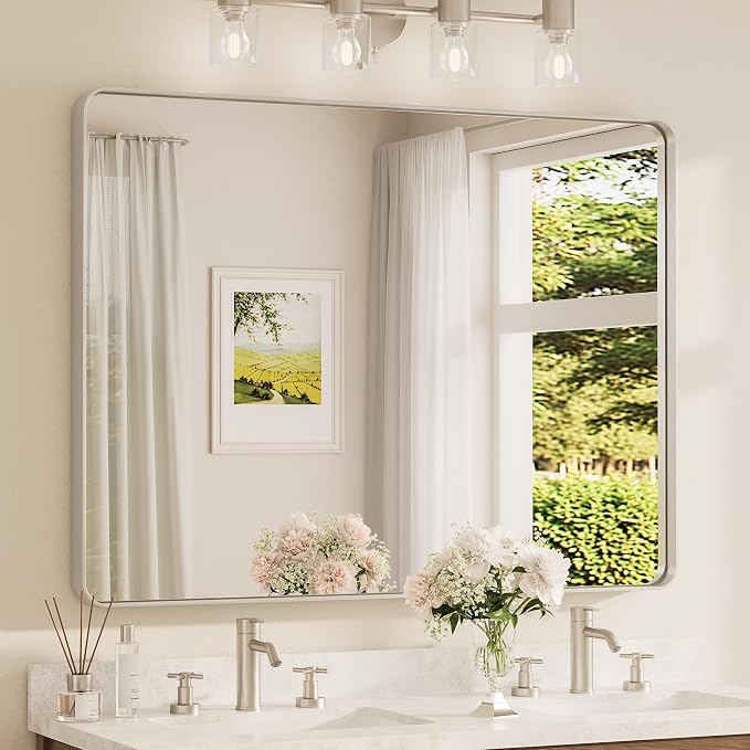 TETOTE 48 x 36 Inch Brushed Nickel Mirror by TETOTE