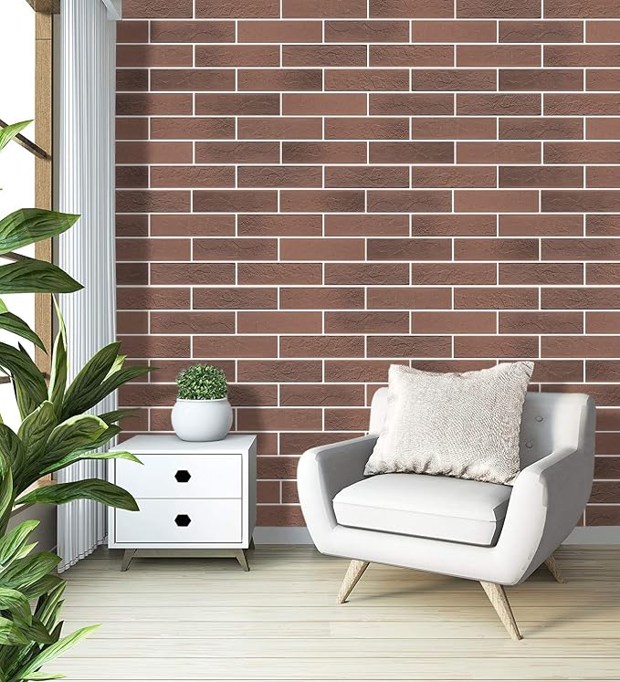 100 Vintage Brown/Red Faux Brick Wall Tiles, 3D Thin Brick Veneers - Image 7