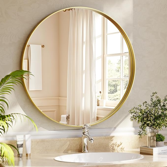30 inch Round Bathroom Mirror, Living Room, Hanging or Leaning by Unknown