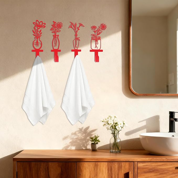Decorative Wall Hooks, Metal Flowers Wall Decor - Image 6