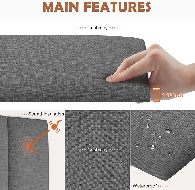 IFNOW Upholstered Wall Mounted Headboard, 3D Soundproof Wall Panels Peel and - Image 3