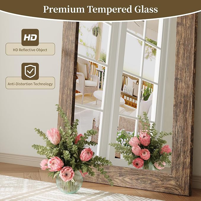 Syndra Modern Full Length Mirror Wood Frame, 65x24'' Large Floor Mirror - Image 3