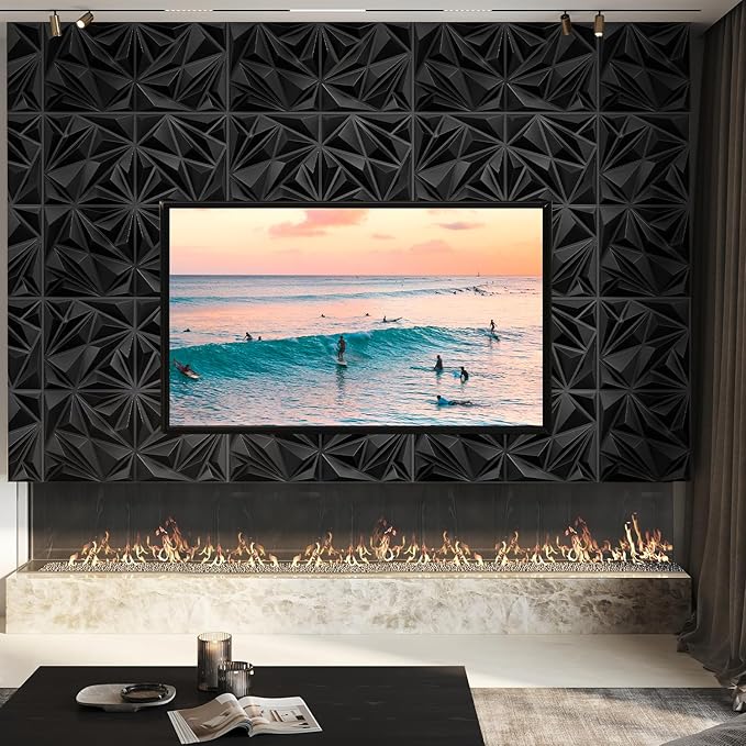STICKGOO Black 3D Wall Panels for Interior Wall Decor, 33 Pack - Image 2